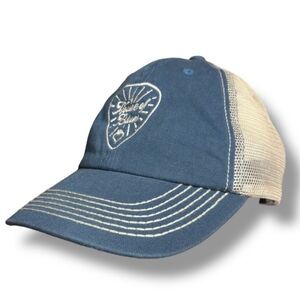 HOUSE OF BLUES Blue & Tan Guitar Pick Logo Trucker Hat VINTAGE